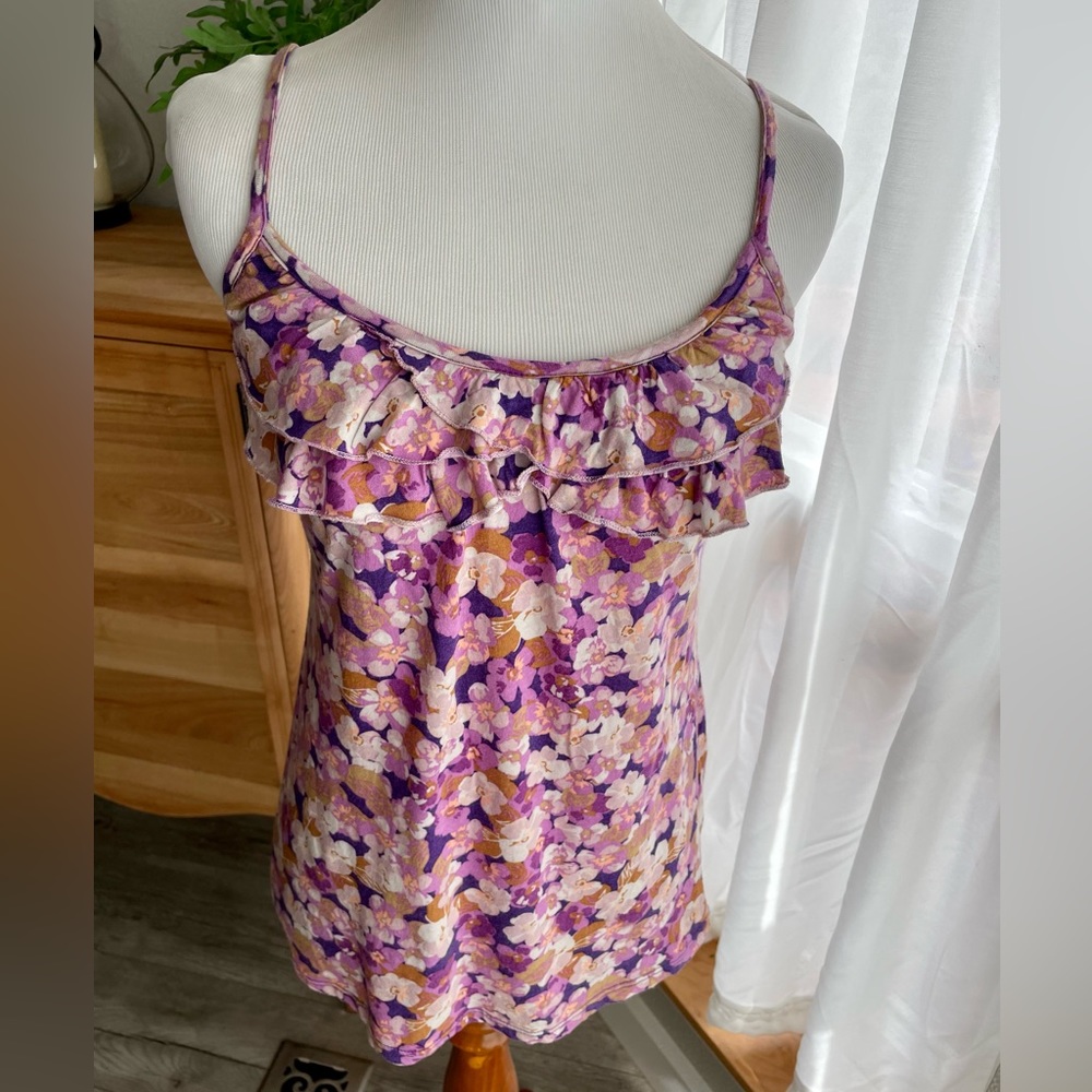 Old Navy Floral Print Ruffled Camisole Tank Top- Size Small